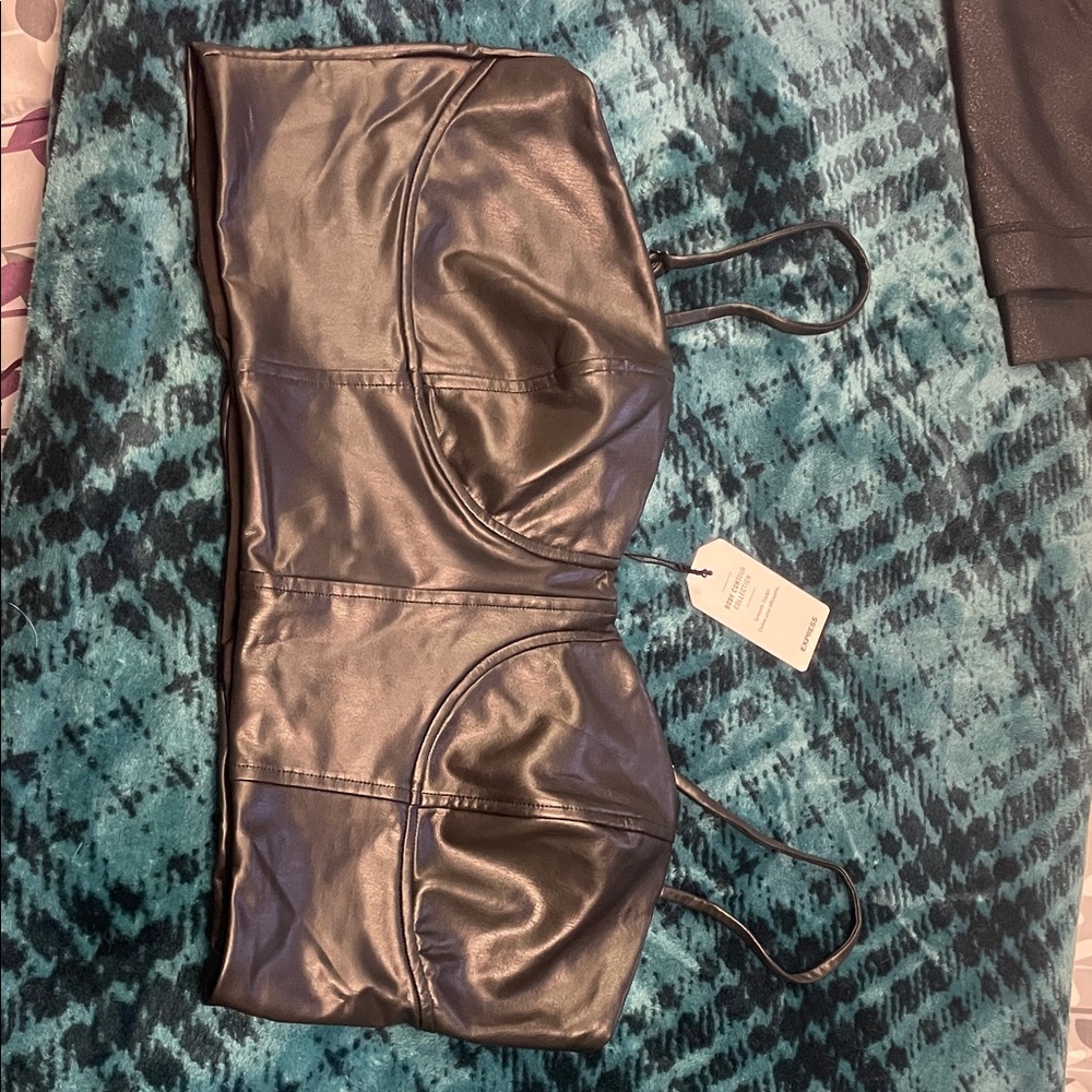 NWT Express Black Satin Bralette XL